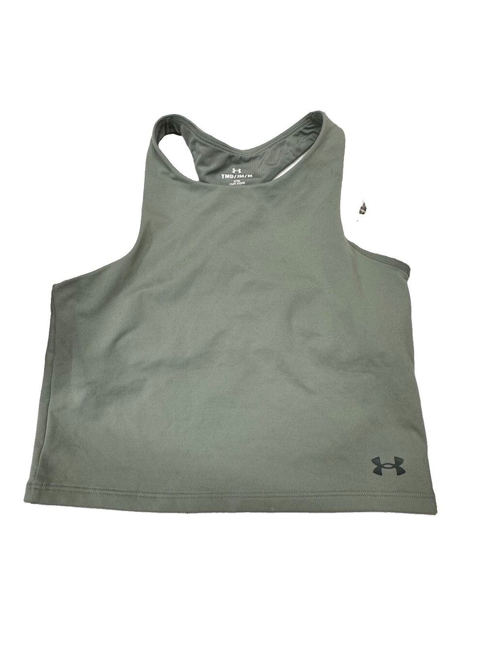 Under Armour Tank Top Girls Youth Green Racerback Cropped Fitted Sport YMD